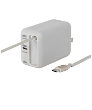 ナカバヤシ 巻取りケーブル付 USB PD充電器 65W対応 JYUACR0165GY