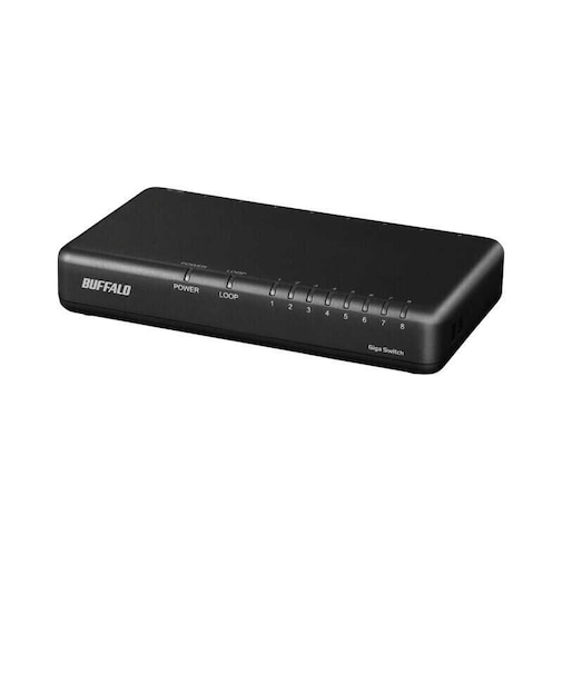 BUFFALO　Giga対応 スイッチングハブ 8ポート プラスチック筐体/電源外付けモデル マグネット付 ブラック LSW7GT8EPCBK
