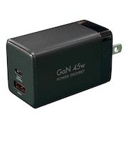 オズマ　PowerDelivery45W出力 AC-USB充電器 2Port(C＆A) ブラック ［2ポート /USB Power Delivery対応 ］ ACUC45PQGBK