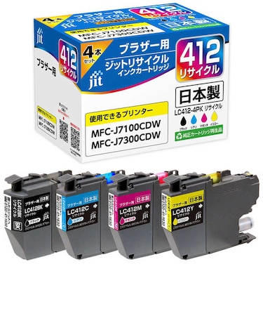 ジット　ブラザー：LC412-4PK 対応 リサイクルインクカートリッジ JIT-B4124P