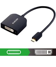 エレコム　0.15m[USB-C オス→メス DVI]変換アダプタ ブラック ADCDVIBK