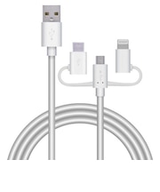 エレコム スマートフォン用USBケーブル 3in1 microUSB+Type-C+Lightning 1.2m ホワイト MPAAMBLCAD12WH