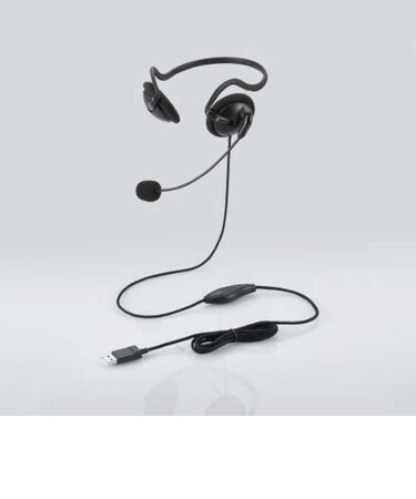エレコム　ヘッドセット (ステレオ/有線/USB接続/両耳/ネックバンド型/無指向性/ヘッドホン/マイク付き)ブラック HSNB05UCBK