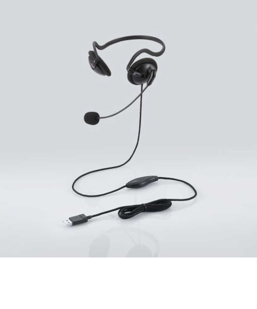 エレコム　ヘッドセット (ステレオ/有線/USB接続/両耳/ネックバンド型/無指向性/ヘッドホン/マイク付き)ブラック HSNB05UCBK