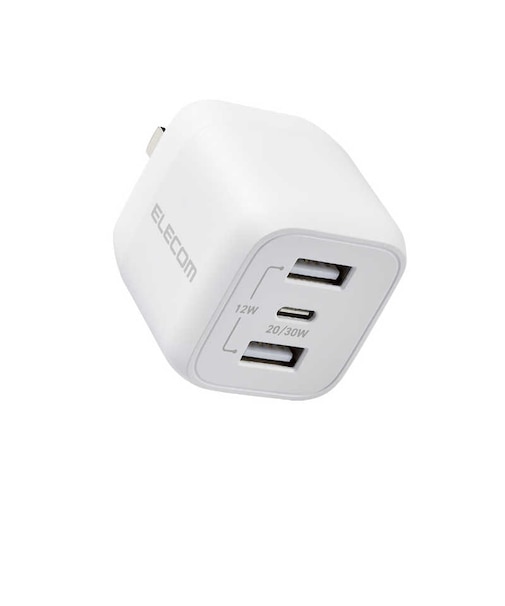エレコム　USB TypeC 充電器 PD 対応 合計出力 32W Type C ×1 USB A ×2 折りたたみプラグ 小型 軽量 ホワイト  MPAACCP4032WH