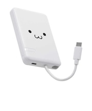 エレコム モバイルバッテリー リチウムイオン電池 5000mAh 12W USB-C USB-Cケーブル一体 シロチャン DEC625000WF