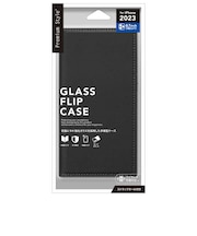 PGA iPhone 15 Pro(6.1インチ) ガラスフリップケース スクエアデザイン Premium Style ブラック PG23BGF05BK