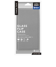 PGA iPhone 15 Pro(6.1インチ) ガラスフリップケース スクエアデザイン Premium Style グレー PG23BGF08GY