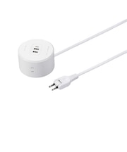 ヤザワ　丸型タップ4個口PD20W0.5m 白 高出力PD対応 20W USBポート Type-A×2、Type-C×1 ［0.5m / 4個口 / スイッチ無 / 3ポート］ H47005PD20WH