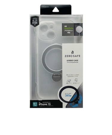 ラスタバナナ　iPhone 15 ZEROSAFE 極限保護 ハイブリッドケース TPU×PC 360°回転MagSafeリング付き FRWH フロストホワイト 7870IP361HPMWH