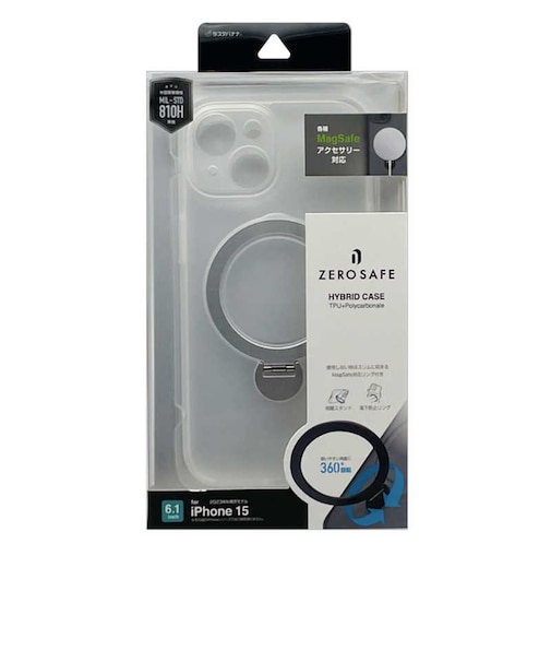 ラスタバナナ　iPhone 15 ZEROSAFE 極限保護 ハイブリッドケース TPU×PC 360°回転MagSafeリング付き FRWH フロストホワイト 7870IP361HPMWH
