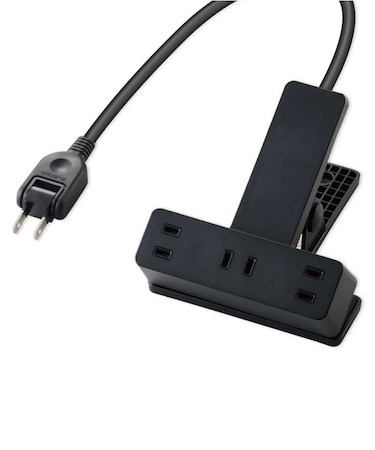 エレコム　延長コード 電源タップ コンセント 2P 3個口 2.5m クリップタイプ 雷サージ ホコリシャッター付 ブラック ブラック TKF032325BK