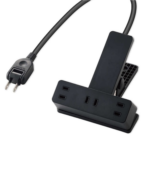 エレコム　延長コード 電源タップ コンセント 2P 3個口 2.5m クリップタイプ 雷サージ ホコリシャッター付 ブラック ブラック TKF032325BK