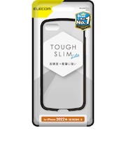 エレコム iPhone SE 第3世代/SE 第2世代/8/7 用 ケース カバー ハイブリッド TOUGH SLIM LITE 耐衝撃 軽量 薄型 フレームカラー 背面クリア ワイヤレス充電可 ストラップホー PMA22STSLFCBK