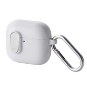 エレコム　AirPods 4 ケース 用 耐衝撃 カバー < ワイヤレス / MagSafe 充電対応 > 衝撃吸収 フタ開閉ロック機能 落下防止 カラビナ付 TOUGH SLIM Lock ホワイト AVAAP06TSLWH