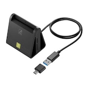 AREA 接触型ICカードリーダー USB-C+USB-A接続 スタンド型マルチ ブラック SDMYC02B