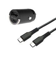 カシムラ PD20W DC充電器 USB-A×1、Type-C×1 Type-C-Cケーブル付 ブラック DC042