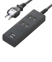 ORIGINALBASIC USB付き電源タップコード有り黒2個口1M2ポート #PB OBRT212AK
