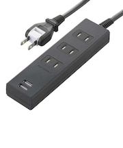 ビックアイデア USB付き電源タップ3個口2m2ポート ブラック BIMUT322A1K