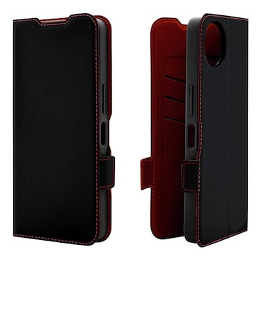 ラスタバナナ　AQUOS wish5 薄型手帳サイドマグネットケース 衝撃吸収 ブラック×レッド 8809AW5BSMBKR