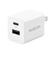 エレコム 充電器 USB Type-C 20W PD対応 2ポート USB-C USB-A コンセント iPhone iPad Android 各種対応 PSE適合 折りたたみ式プラグ ホワイト MPAAC12020XWH