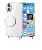 エレコム iPhone 17ケース ハイブリッドケース ストラップ クリア PMCA25AHVCKSHCR