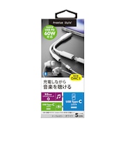 PGA　USB-C充電ポート付 3.5mm to USB-C イヤホン変換アダプタ Premium Style ホワイト PG35CCHG02WH