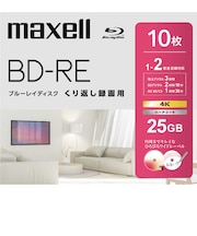 マクセル　繰り返し録画用ブルーレイディスク BD-RE 10枚入り maxell ［10枚 / 25GB / インクジェットプリンター対応］ BEV25WPH.10S