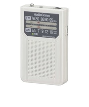オーム電機　AM/FMポケットラジオ 電池長持ちタイプ AudioComm ホワイト ［ワイドFM対応 /AM/FM］ RADP136NW