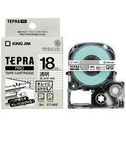 キングジム　キレイにはがせるラベルテープ TEPRA(テプラ) PROシリーズ 透明 [黒文字 /18mm幅]  ST18KE
