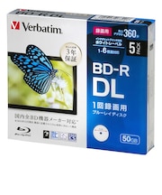 VERBATIMJAPAN　録画用 BD-R DL 1-6倍速 50GB 5枚 5mmスリムケース VBR260RP5D1B
