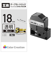 カラークリエーション テプラ(TEPRA)PRO用互換テープ 透明 CTCKST18K