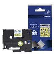 ブラザー 【純正】ピータッチ ファブリックテープ 幅12mm (青文字/イエロー/布) TZEFA63