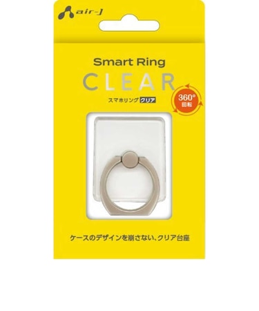 エアージェイ　スマホリング角ベースクリア ガンメタリック ASTSRCS