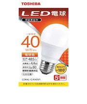 東芝 LED電球 広配光 電球色 40W形相当 LDA4LGK40V1