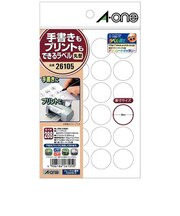 エーワン 手書きもプリントもできるラベル (はがきサイズ・丸型24面×12シート) 26105