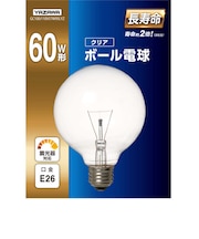 ヤザワ ボール電球60W形クリア 長寿命 φ95 GC100110V57W95LYZ