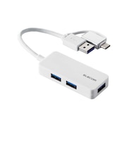 エレコム USB Type-C 変換アダプター付 USB 5Gbps超コンパクトハブ ケーブル長10cm ホワイトU3HCAK3005BWH