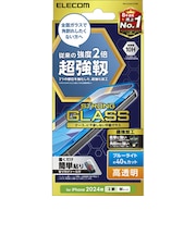 エレコム iPhone 16(6.1インチ)ガラスフィルム 超強靭 高透明 ブルーライトカットPMCA24AFLGHBL