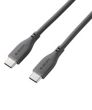 エレコム 240W PD EPR USB Type-C ケーブル 1.5m やわらかシリコン eMarker 480Mbps グレーMPACCPESS15GY