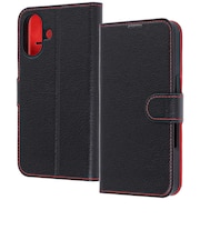 レイアウト iPhone 17 手帳型レザーケース シンプル マグネット/ブラック/レッドRTP61ELC1BR