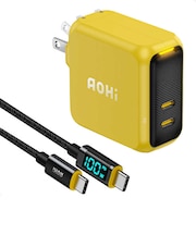 AOHI PD-USB充電器 ケーブルセット Magcube PRO 100W USB C×2ポート PC/タブレット/携帯電話 100W急速充電 イエローRE-JEMP100YL2