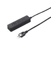 ヤザワ　USBタップ6個口PD20W2.5m 黒 高出力PD対応 20W USBポート Type-A×2、Type-C×1 ［2.5m / 6個口 / スイッチ無 / 3ポート］H49025PD20BK