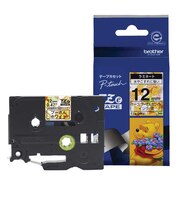 ブラザー　【純正】ピータッチ ラミネートテープ 幅12mm (黒文字/プーさんホワイト)TZEDW31