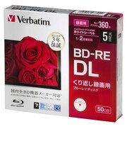 VERBATIMJAPAN　録画用BD-RE DL 1-2倍速 50GB 5枚VBE260NP5D1B