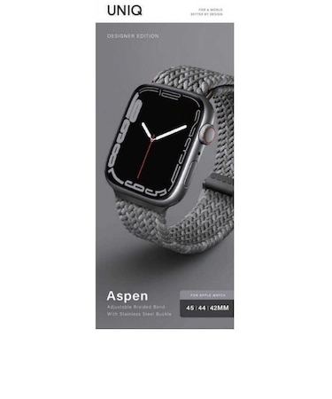 KENZAN　ASPEN DESIGNER EDITION BRAIDED APPLE WATCH STRAP 45/44/42MM - PEBBLE GREYUNIQ45MMASPDEPGRY