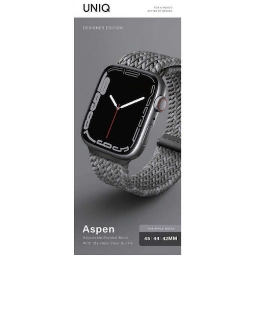 KENZAN　ASPEN DESIGNER EDITION BRAIDED APPLE WATCH STRAP 45/44/42MM - PEBBLE GREYUNIQ45MMASPDEPGRY