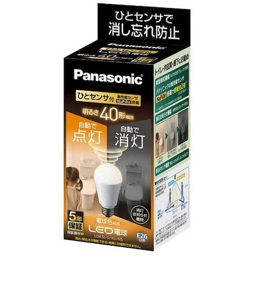 パナソニック　LED電球 人感センサー付 ホワイト [E26/電球色/40W相当/一般電球形] LDA5LGKUNS