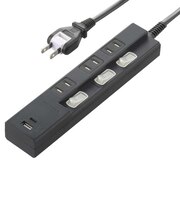 ビックアイデア　USB付き節電タップType-C付3個口3m2ポート ［3.0m / 3個口 / スイッチ付き(個別) / 2ポート］ BITUT332AC1K