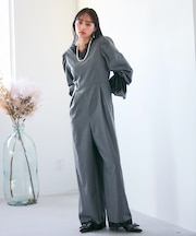 【VIS DRESS】ピンストライプレースオールインワン【洗える】